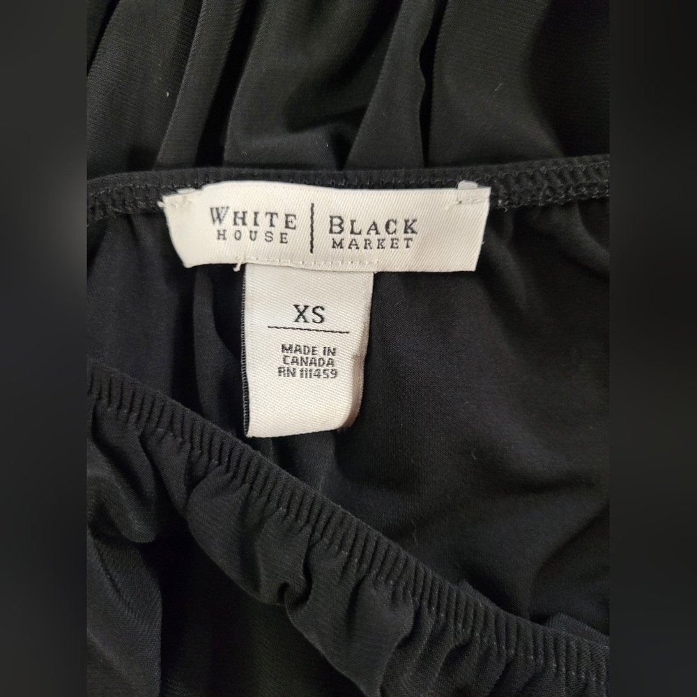 White House Black Market XS Slinky Stretch Top Elastic Neck Waist Sleeve & Ends - Picture 4 of 5